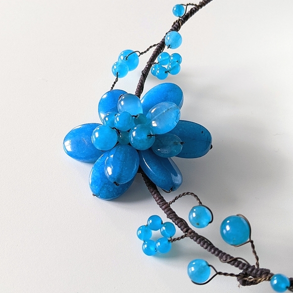 Turquoise Flower Choker Necklace For Women - Picture 7 of 11